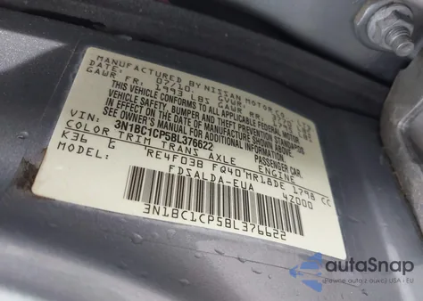 2011 Nissan Versa 1.8S from USA, damaged, VIN 3N1BC1CP5BL376622